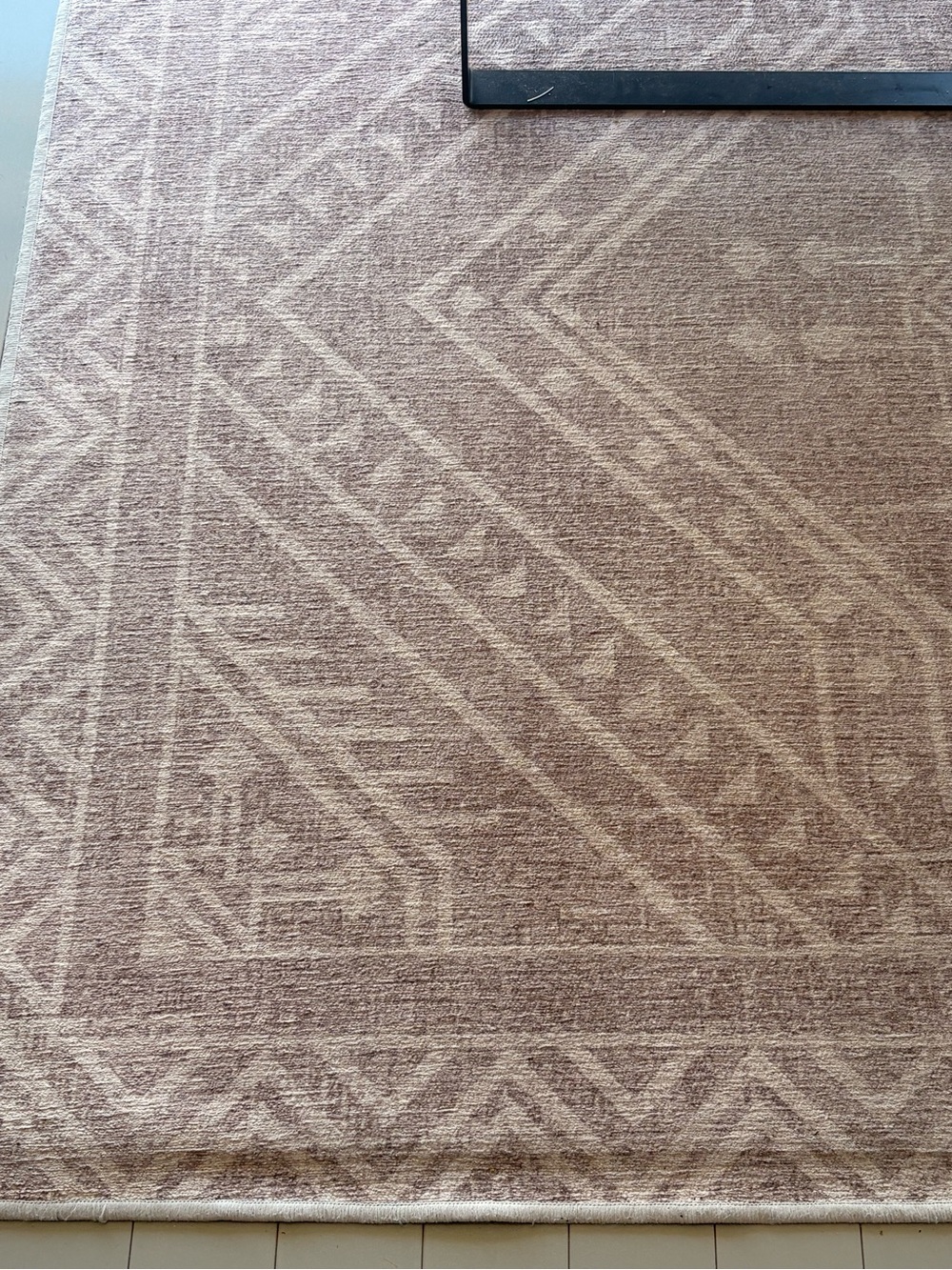 Washable Geometric Area Rug in Taupe and Cream